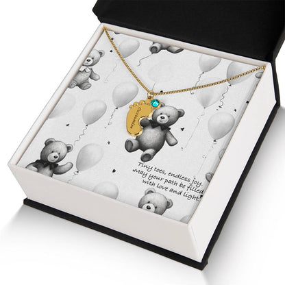 Engraved Baby Feet with Birthstones (w/Message Card)