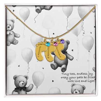 Engraved Baby Feet with Birthstones (w/Message Card)