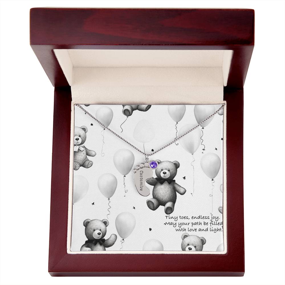 Engraved Baby Feet with Birthstones (w/Message Card)