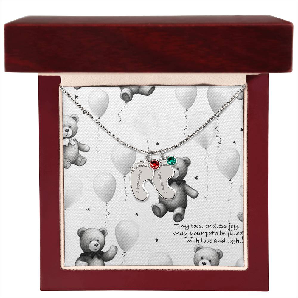 Engraved Baby Feet with Birthstones (w/Message Card)