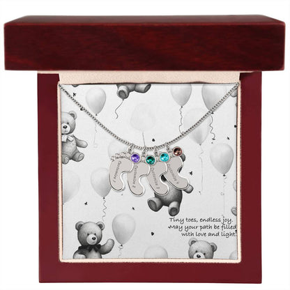 Engraved Baby Feet with Birthstones (w/Message Card)