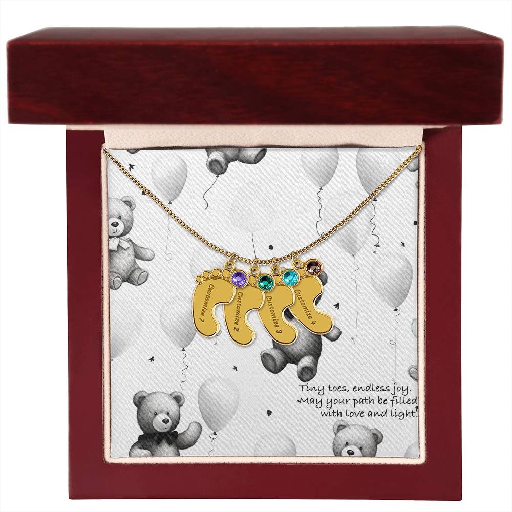 Engraved Baby Feet with Birthstones (w/Message Card)