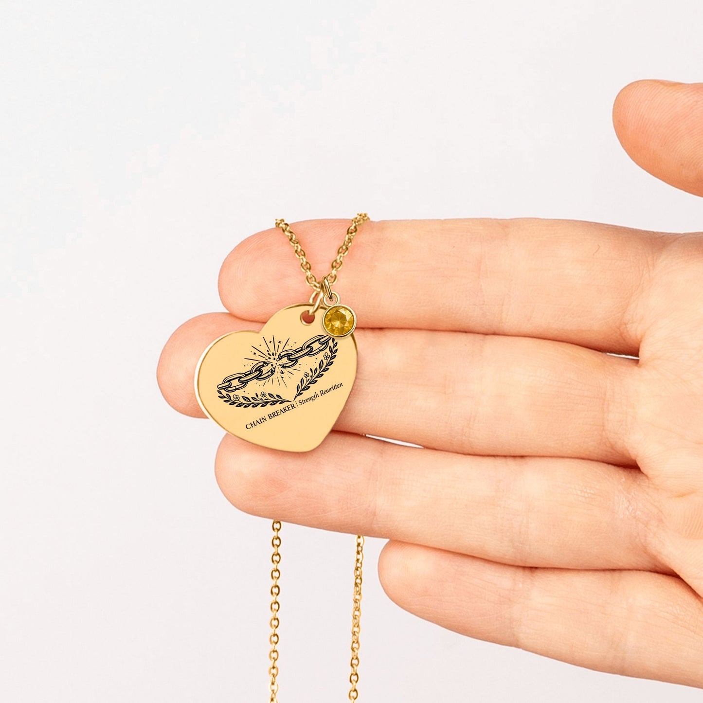 Heart Necklace with Birthstone