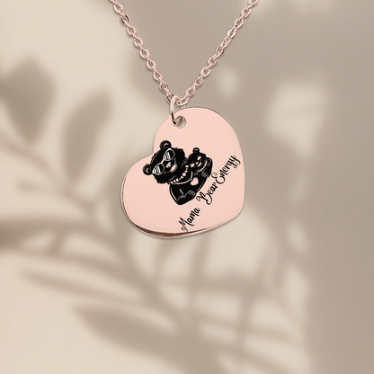 Mama Bear Energy Heart Necklace