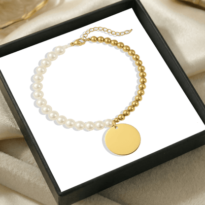 Premium Pearl & Gold Coin Bracelet: Mother of Pearl