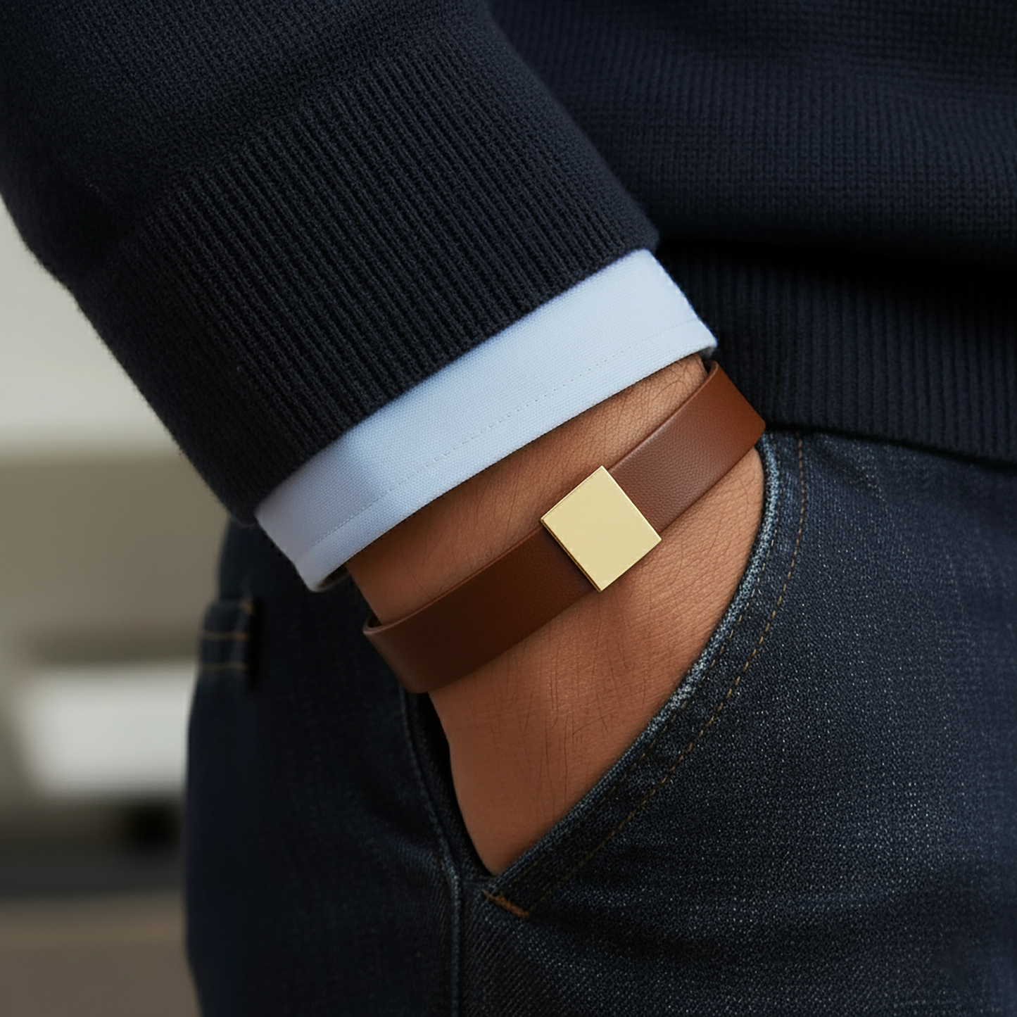 Premium Engraved Men's Leather Bracelet