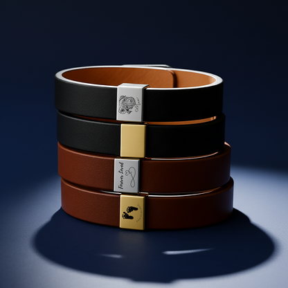 Premium Engraved Men's Leather Bracelet