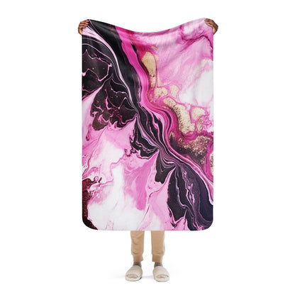 Pink & Black Marble Sherpa Blanket