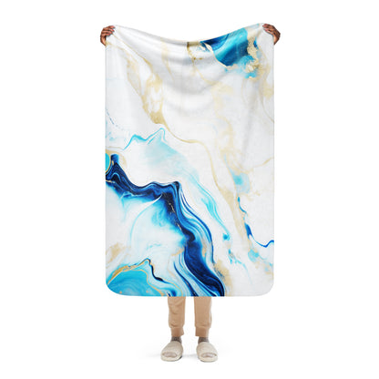 Blue & White Marble Sherpa Blanket