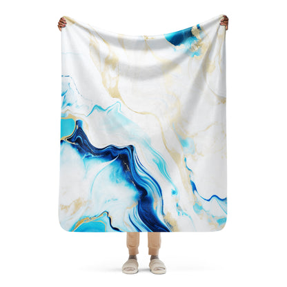 Blue & White Marble Sherpa Blanket